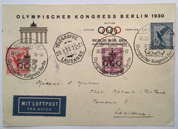 "OLYMPISCHER KONGRESS BERLIN 1930" Sonderstempel RARITÄT Gelaufen Mit Ak-Stpl (Olympic Games Cover 1936 Jeux Olympiques - Storia Postale