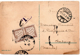 57256 - Deutsches Reich - 1921 - 20Pfg Germania EF A AnsKte MAINZ -> CHERBOURG (Frankreich), M. 2@10c Nachporto, Fleckig - 1859-1959 Storia Postale