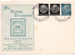 57272 - Deutsches Reich - 1937 - 1&1&4Pfg Hindenburg PGAKte (etw Fleckig) SoStpl BERLIN - NATIONALE AUSSTELLUNG ... - Lettres & Documents