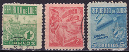 Cuba YT 314-315-316 Mi 226-227-228 Année 1948 (Used °) Cigar - Drapeaux - Tabac - Used Stamps