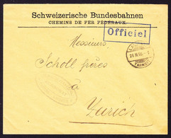 1908 Offizieller Brief Schweizerische Bundesbahnen. Aus Lausanne Nach Zürich. Blauer Stempel "Officiel" - Ferrocarril