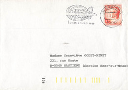 LETTRE. LUXEMBOURG. 8 6 89. PREMIER CHAMPIONNAT DU MONDE POUR DIRIGEABLE. POUR HASTIERE, HEER S MEUSE - Lettres & Documents