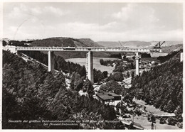 BAUSTELLE DER GRÖßTEN REICHSAUTOBAHNBRÜCKE DER WELT ÜBER DAS MULDENTAL BEI NOSSEN SIEBENLEHM CARTOLINA FG SPEDITA 1936 - Nossen