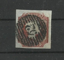 Port 1856/58,D Pedro Cabelos Anelados, # 10, 5rs Castanho Vermelho Carimbo 63 Lousada,raro,boas Margens,Lt 571 - Used Stamps