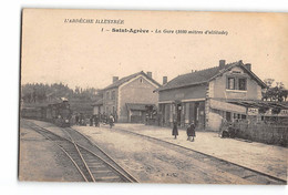 CPA 07 St Agreve La Gare Et Le Train Tramway - Saint Agrève