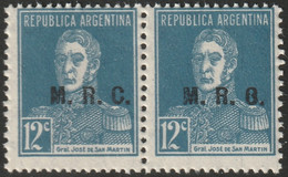 Argentina 1924 Sc OD342 Var  Official Pair MNH** With Variety - Dienstzegels