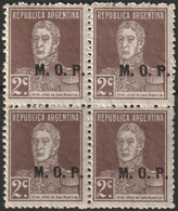 Argentina 1923 Sc OD292  Official Block MNH** - Oficiales