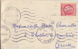 F Mignonette Obl. Krag Paris 77 Le 31 XII 45 (dernier Jour Du Tarif Civilité à 1f) Sur N° 676 1f Mazelin - 1945-47 Ceres (Mazelin)