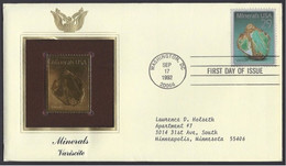 USA 1992 Minerals Variscite Gems FDC With 22k Gold Layered Replica,  (**) - Minéraux