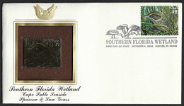 USA 2006 Southern Florida Wetland, Sparrow And Save Grass FDC With 22k Gold Layered Replica (**) - Sparrows