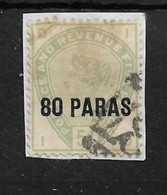 BRITISH LEVANT 1885 80pa On 5d SG 2 FINE USED ON PIECE Cat £10 - Levante Británica