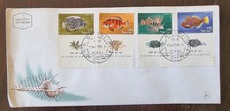 ISRAEL Poissons, Poisson, Fish, Peces. Yvert N° 242/45 Fdc, Enveloppe 1er Jour 1963 ( Avec Tabs) - Vissen