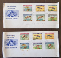 GUINEE REPUBLIQUE Poissons, Poisson, Fish, Peces. Yvert N° 177/86PA38/9 FDC, Enveloppe 1er Jour 1965 - Vissen