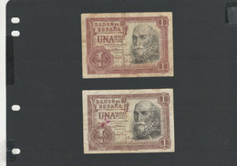 ESPAGNE - LOT 2 Billets 1 Peseta 1953 TB/F Pick-144 - 1-2 Pesetas