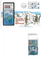 Suisse Switzerland 20 Francs 1992 UNC - Enveloppe + Timbre 200 Ans Bicentenaire Mont Blanc - Suiza