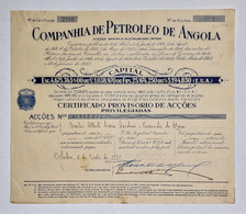 PORTUGAL-LISBOA-Cª.de Petroleo De Angola-Certificado Provisorio Nº2756- 1 Acção De 4$50 Ou £1 -Nº 967.512- 06JUL1925 - Aardolie