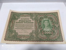 Billet, Pologne, 500 Marek 1919 - Pologne