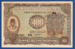 INDONESIA - P. 35a – 400 Rupiah 1948 AUNC, Serie NI  080351 BK - Indonésie