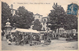 MARCHES - VIENNE - Place Hôtel De Ville Et Marché - BF PARIS - Carte Postale Ancienne - Mercati