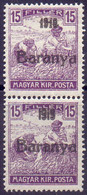 CROATIA - BARANJA - 15 F  I + II Typ  Ovpt -**MNH - 1919 - Baranya