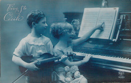 VIVE STE CECILE - Un Petit Violoniste Et Une Petite Pianiste - Carte Postale Ancienne - Music And Musicians