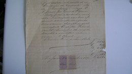 BRAZIL / BRASIL - DOCUMENT WITH TWO "CRUZEIRO" TAX STAMPS ISSUED IN RIO DE JANEIRO IN 1890 IN THE STATE - Briefe U. Dokumente