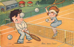 HUMOUR - Enfants - Pan Dans L'oeil ! - Raquette - Balle  - Carte Postale Ancienne - Humor