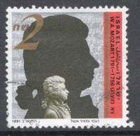 Israel 1991 Single Stamp Celebrating Death Bi-centenary Of Mozart In Fine Used - Oblitérés (sans Tabs)