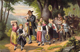 Musique - Illustration Signée CE Boettcher - La Promenade - Flûte Traversière - Carte Postale Ancienne - Musik Und Musikanten