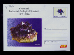 Sp9607 ROMANIA Minerals "Cent. 1906-2006 Romanie Geologic Institut" TURDA 2005 "Ametist"  IGR Cover Postal Stationery - Autres & Non Classés