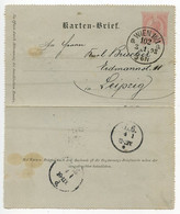 Austria 1898 5kr Franz Josef Lettercard / Kartenbrief; Wien To Leipzig, Germany - Postbladen