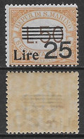 San Marino 1943 Segnatasse L25 Su L50 Sa N.S64 Nuovo Integro MNH ** - Segnatasse