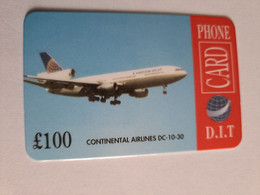 GREAT BRITAIN   100 POUND   / CONTINENTAL AIRLINES DC 10-30   DIT PHONECARD    PREPAID CARD      **12903** - [10] Colecciones