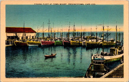 Massachusetts Cape Cod Provincetown Fishing Fleet At Town Wharf 1945 - Cape Cod