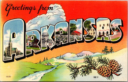 Arkansas Greetings From Large Letter Linen - Other & Unclassified