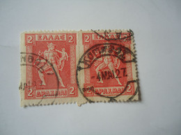 GREECE POSTMARK   ΚΟΡΙΝΘΟΣ 1927  2 ΕΝΩΜΕΝΑ - Affrancature Meccaniche Rosse (EMA)