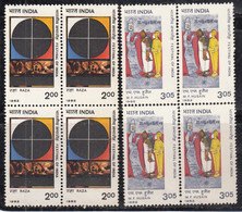 Block Of 4, India MNH 1982, Set Of 2, Festival Of India, Contemporary Art., Modern Painting, Spider, Lamp - Blocks & Sheetlets