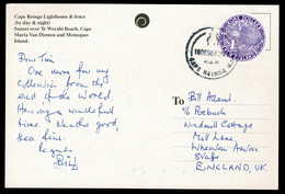 Ref 1597 -  New Zealand 1984 Postcard - $1 Rate Cape Reinga Lighthouse To UK - Brieven En Documenten