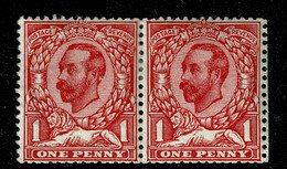 Ref 1598 - GB KGV 1911-12 - 1d Inverted Watermark In MNH Pair (2) SG 329 - Unused Stamps
