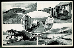 Ref 1599 - J. Salmon Multiview Postcard - Towyn Railway & High Street Merionethshire Wales - Merionethshire