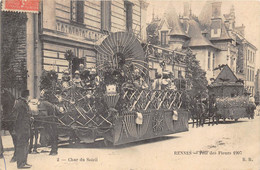 35-RENNES-CHAR DU SOLEIL FÊTE DES FLEURS 1907 - Rennes