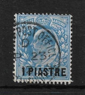 BRITISH LEVANT 1911 1pi On 2½d BRIGHT BLUE SG 26 PERF 15 X 14 FINE USED - Levante Britannico