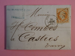 BP3 FRANCE BELLE LETTRE 1855 TOULOUSE  A CASTRES +NAP. N°16 40C +AFFR.INTERESSANT++ - 1853-1860 Napoleon III