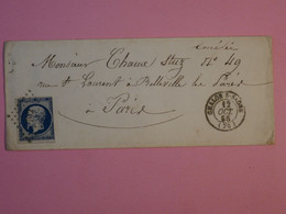 BP3 FRANCE BELLE LETTRE 1857 TROYES A RICEYS  +NAP. N°14 BLEU NUIT +AFFR.INTERESSANT++ - 1853-1860 Napoléon III.