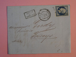 BP3 FRANCE BELLE LETTRE 1856 TROYES A RICEYS  +NAP. N°14 BLEU NUIT +AFFR.INTERESSANT++ - 1853-1860 Napoleon III