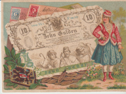 Chromo 8 X11 Cm . Repro Billet AUTRICHE 10 Gulden + Jeune Femme Autrichienne En Costume Typique ) - Autres & Non Classés