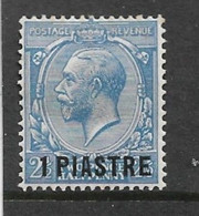 BRITISH LEVANT 1913 1pi On 2½d  BRIGHT BLUE SG 36a MOUNTED MINT Cat £14 - Levante Británica