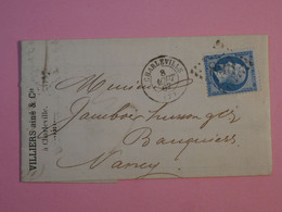 BP3 FRANCE BELLE LETTRE 1867 CHARLEVILLE A NANCY  +NAP. N°22 +AFFR.INTERESSANT++ - 1862 Napoléon III.