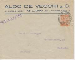 Italia, Cp2, 22.7.1924 (?) Mi 129, Drucksache, Milano > St. Gallen, Schweiz, Siehe Scans! - Reclame