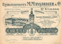 St étienne * Etablissement M. MASSARDIER & Cie Rue D'annonay * Quina Excelsior Liqueurs * Grde Carte De Visite Ancienne - Saint Etienne